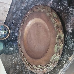 Handcrafted solid copper plate in great condition back side has a few stains